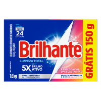 DETERGENTE EM PÓ BRILHANTE CX. 1,6kg GRÁTIS 150g